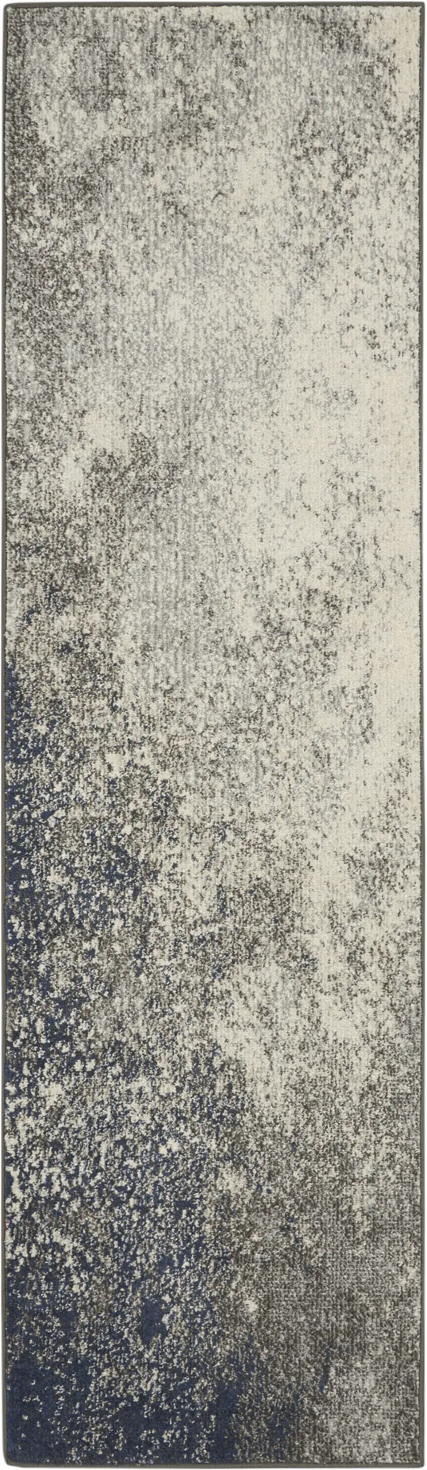 10' Black Abstract Power Loom Runner Rug Photo 1