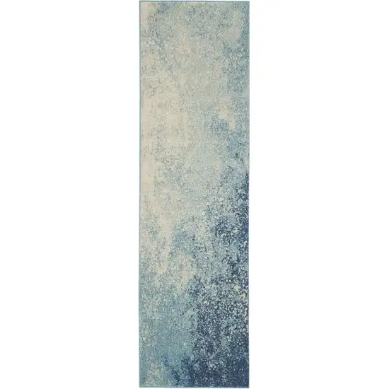 10' Blue Abstract Power Loom Runner Rug Photo 2