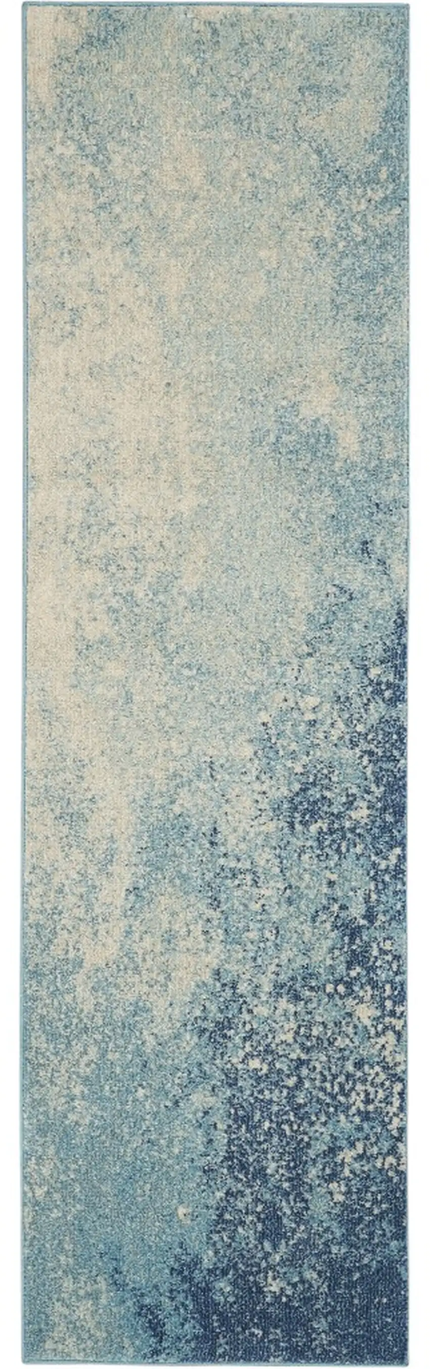 10' Blue Abstract Power Loom Runner Rug Photo 2