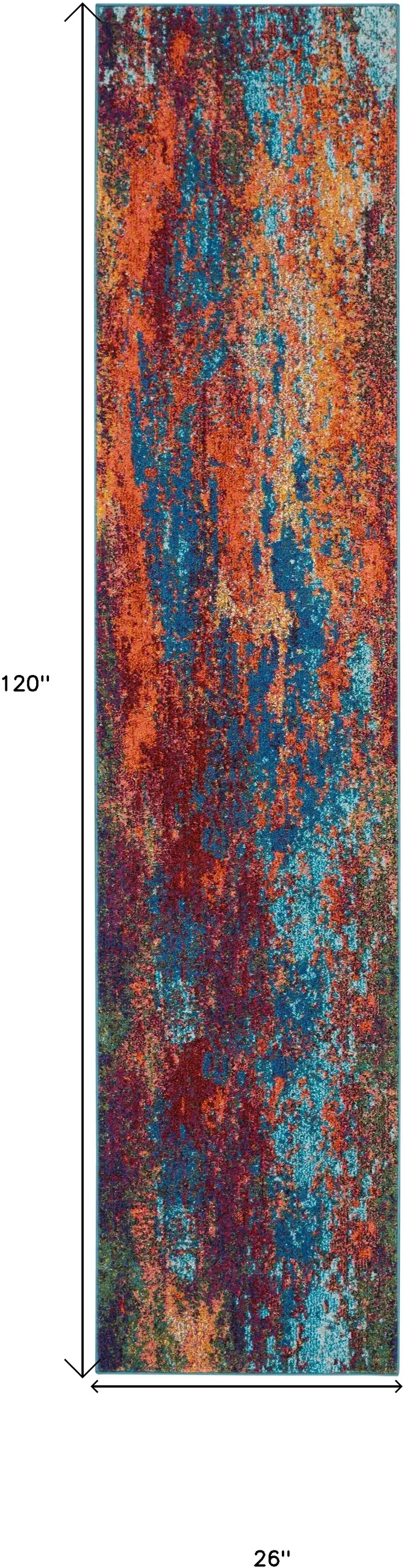10' Abstract Power Loom Runner Rug Photo 7