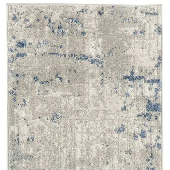 10' Blue and Gray Abstract Power Loom Runner Rug Photo 3