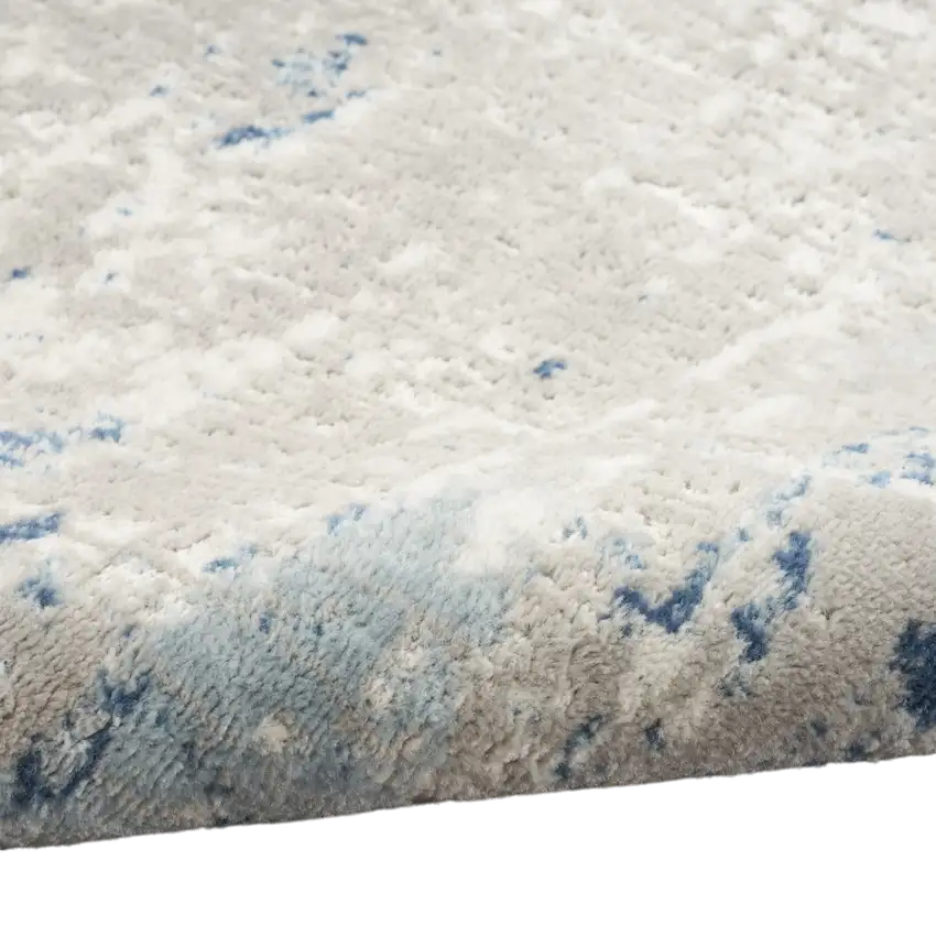 10' Blue and Gray Abstract Power Loom Runner Rug Photo 5
