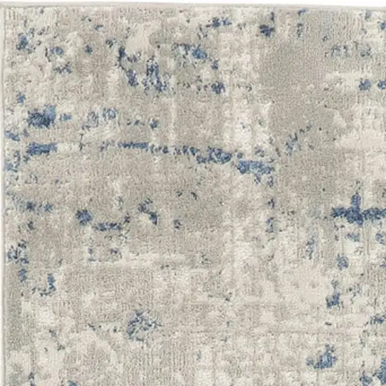 10' Blue and Gray Abstract Power Loom Runner Rug Photo 1