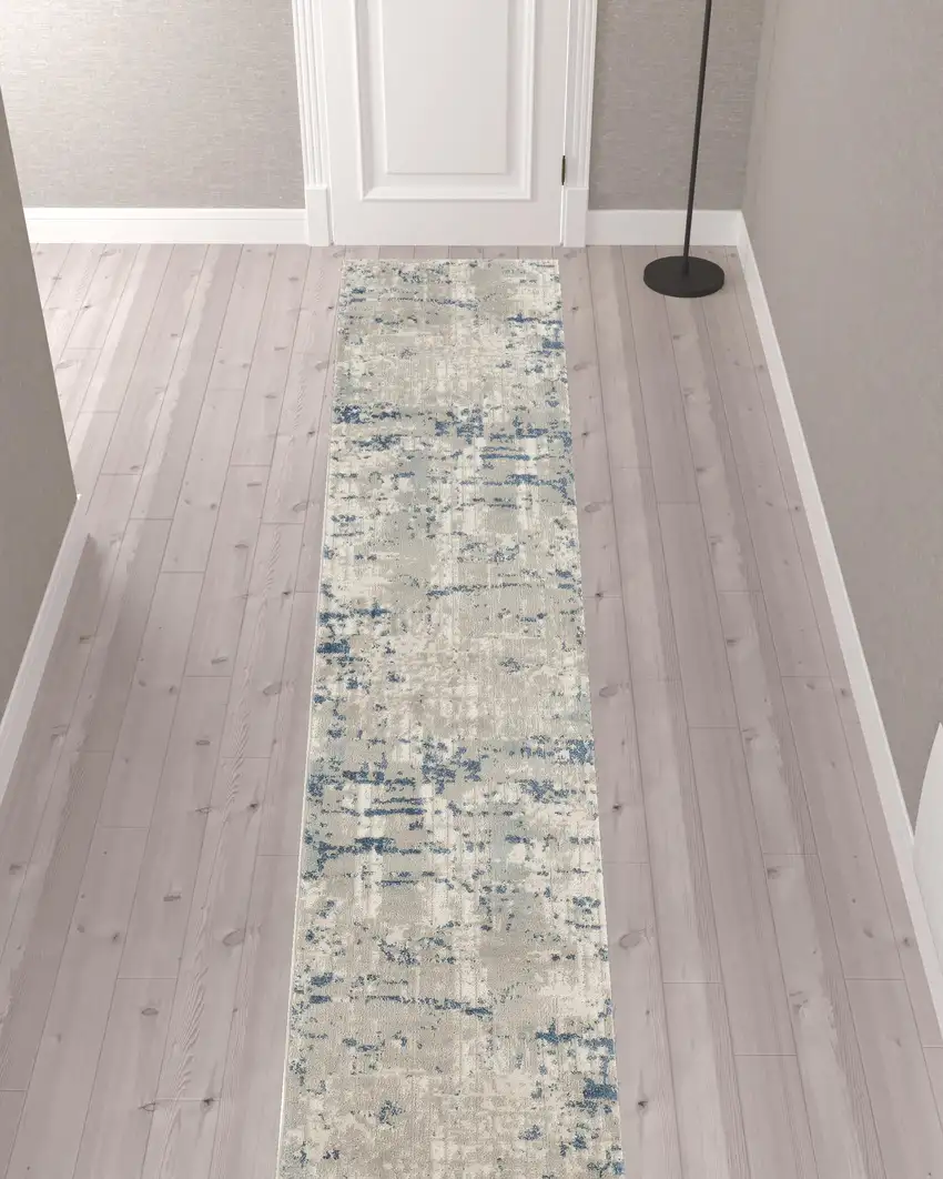 12' Abstract Power Loom Runner Rug Photo 2