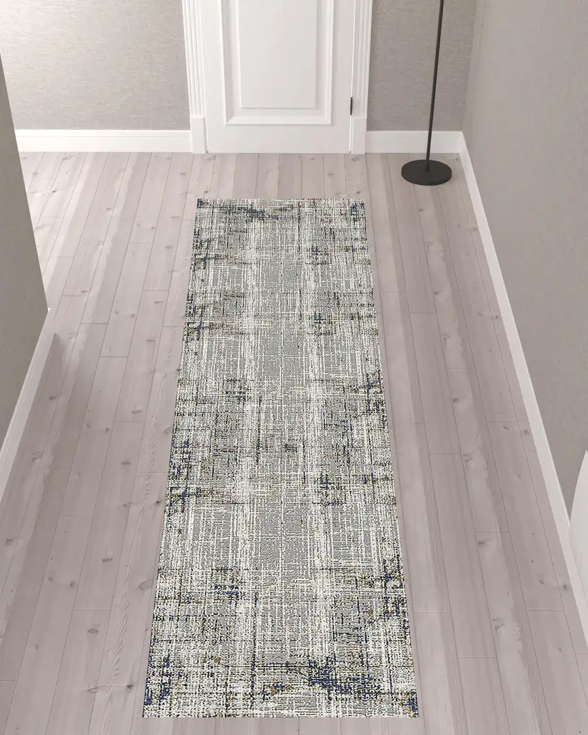 10' Abstract Power Loom Runner Rug Photo 2