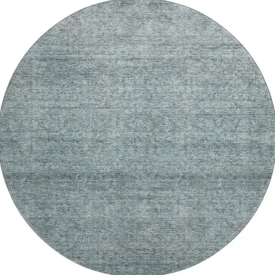 8' Aqua And Beige Abstract Washable Round Rug With UV Protection Photo 3