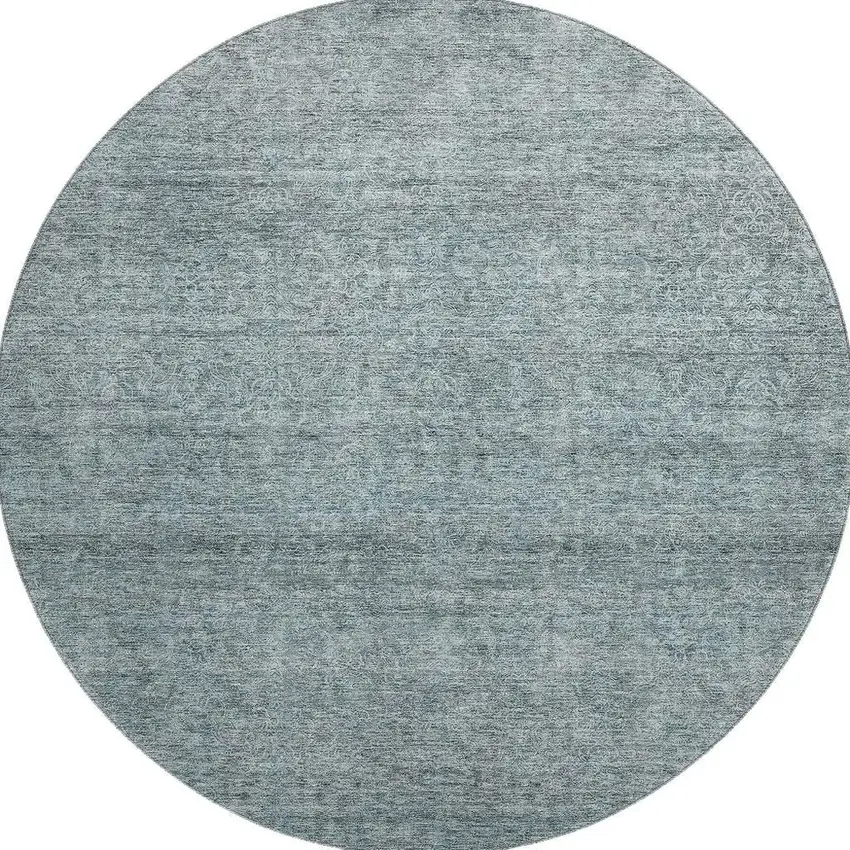 8' Aqua And Beige Abstract Washable Round Rug With UV Protection Photo 3