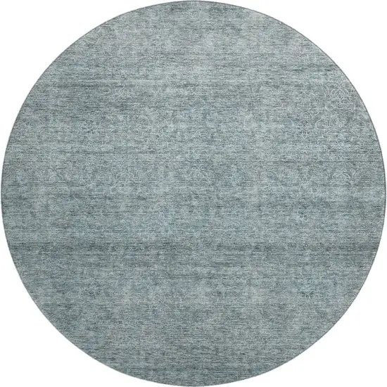 8' Aqua And Beige Abstract Washable Round Rug With UV Protection Photo 1