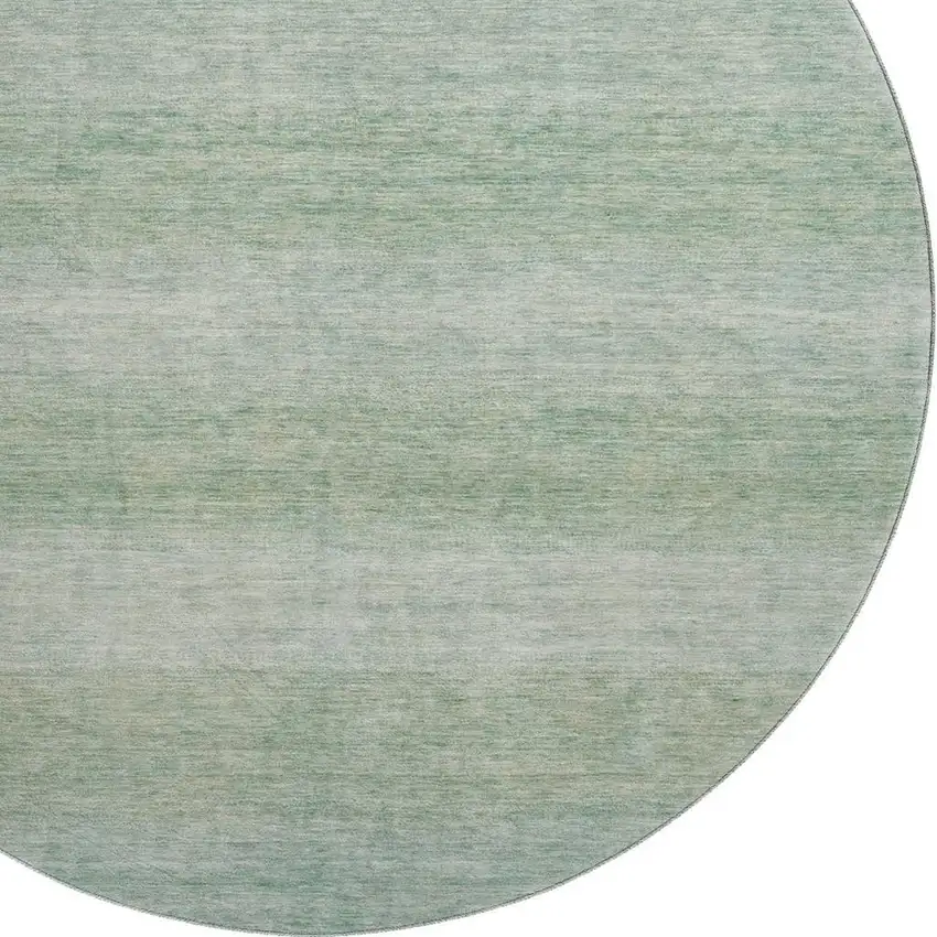 8' Aqua And Beige Striped Washable Round Rug With UV Protection Photo 2