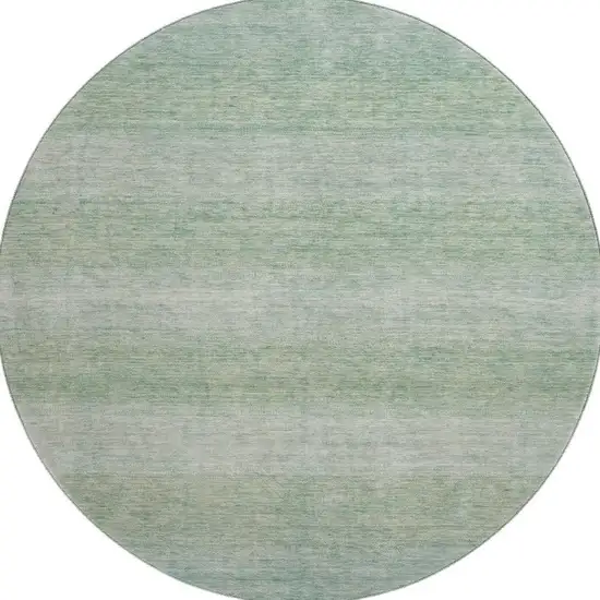 8' Aqua And Beige Striped Washable Round Rug With UV Protection Photo 4