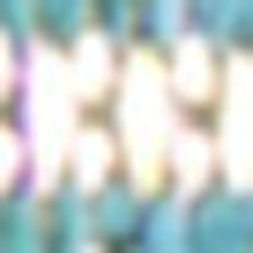 8' Aqua And Cream Striped Indoor Outdoor Runner Rug Photo 2