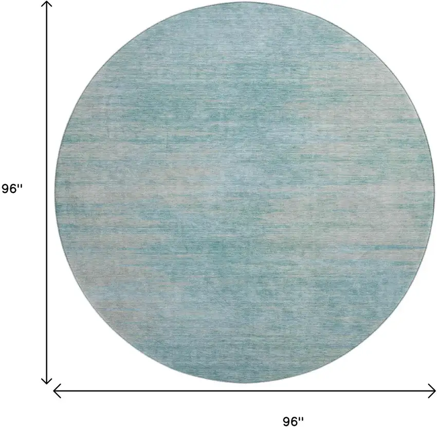 8' Aqua And Gray Abstract Washable Round Rug With UV Protection Photo 3