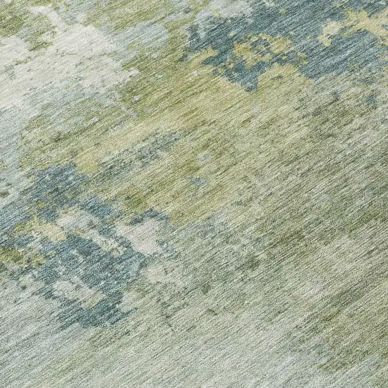 8' Aqua And Green Round Abstract Washable Indoor Outdoor Area Rug Photo 9