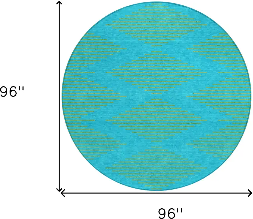 8' Aqua And Green Round Geometric Washable Indoor Outdoor Area Rug Photo 3
