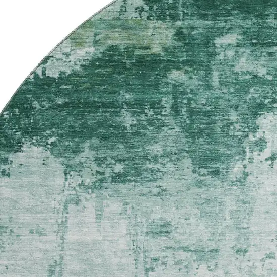 8' Aqua And Ivory Abstract Washable Round Rug With UV Protection Photo 2