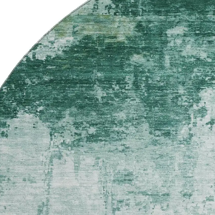 8' Aqua And Ivory Abstract Washable Round Rug With UV Protection Photo 2