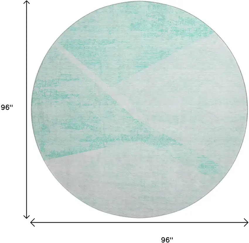 8' Aqua And Ivory Geometric Washable Round Rug With UV Protection Photo 3