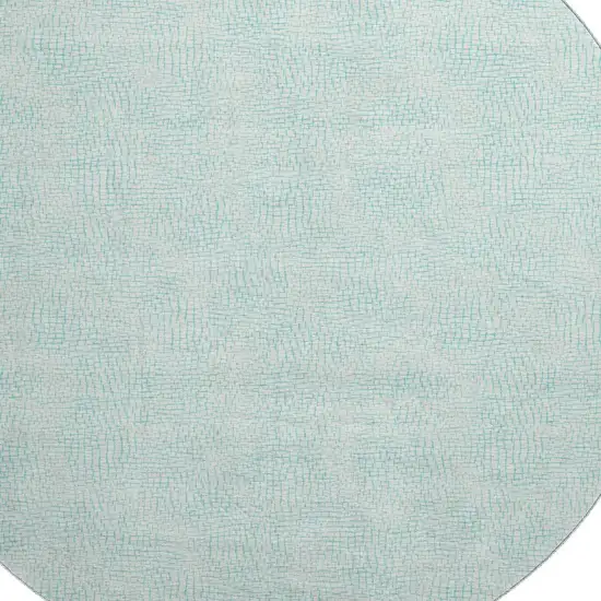 8' Aqua And Ivory Geometric Washable Round Rug With UV Protection Photo 2
