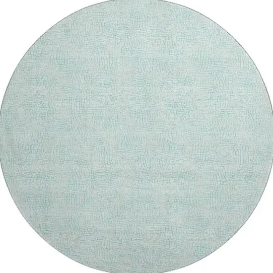 8' Aqua And Ivory Geometric Washable Round Rug With UV Protection Photo 3