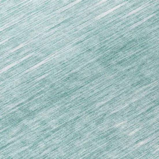 8' Aqua And Ivory Round Abstract Washable Indoor Outdoor Area Rug Photo 8