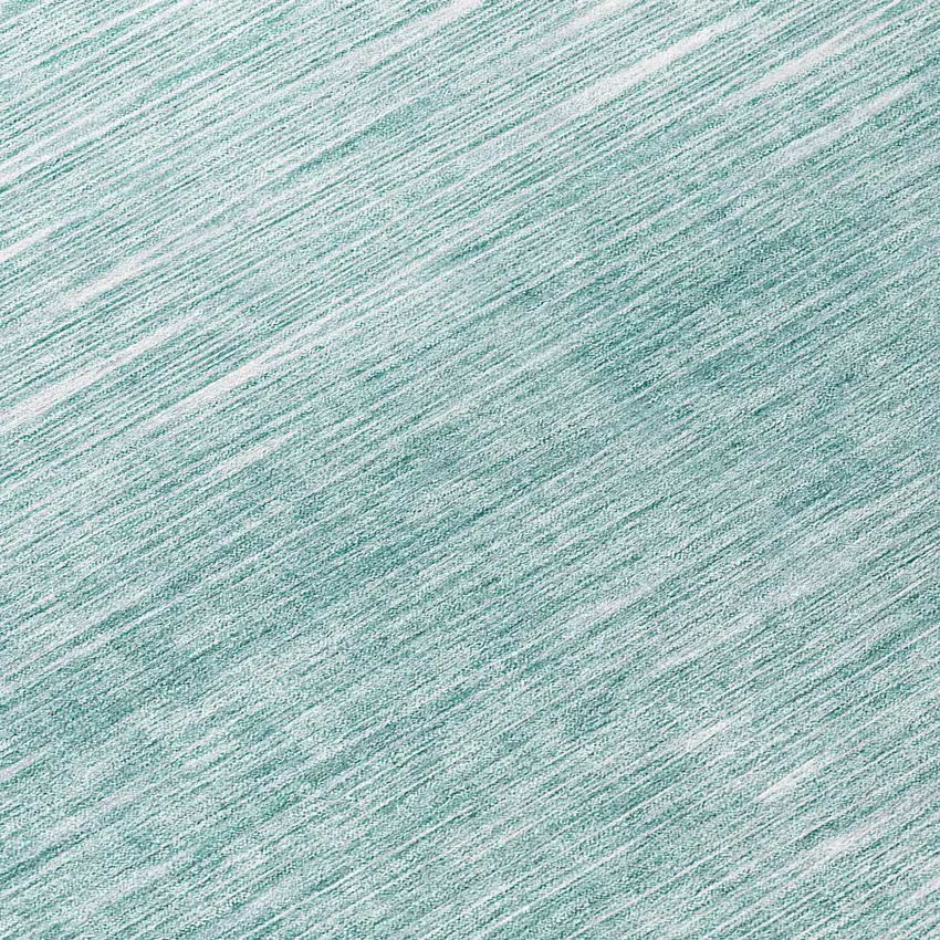 8' Aqua And Ivory Round Abstract Washable Indoor Outdoor Area Rug Photo 8
