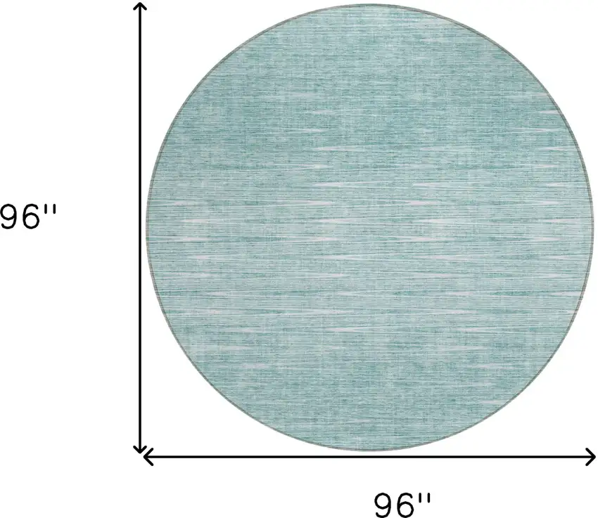 8' Aqua And Ivory Round Abstract Washable Indoor Outdoor Area Rug Photo 3