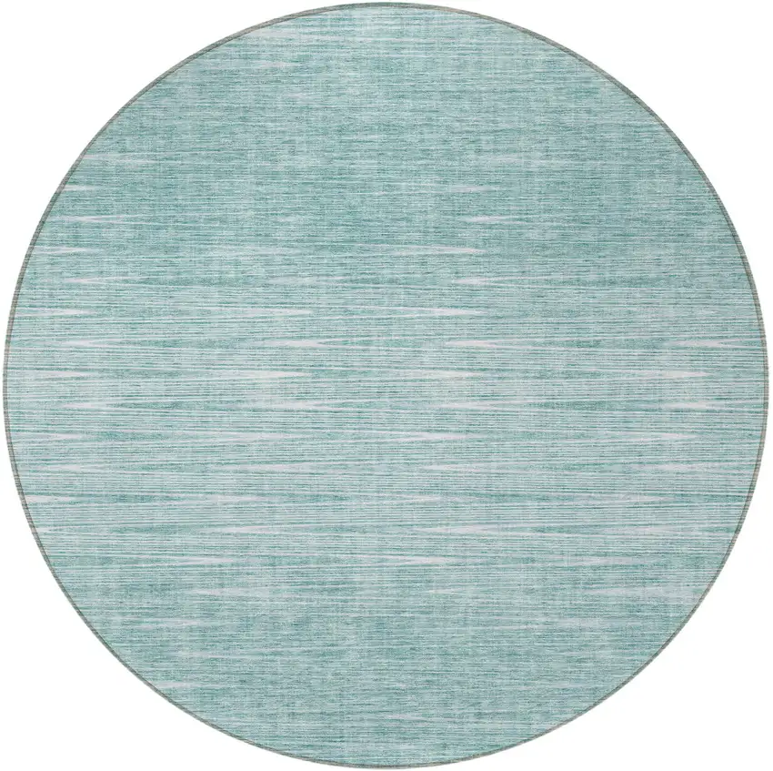 8' Aqua And Ivory Round Abstract Washable Indoor Outdoor Area Rug Photo 5