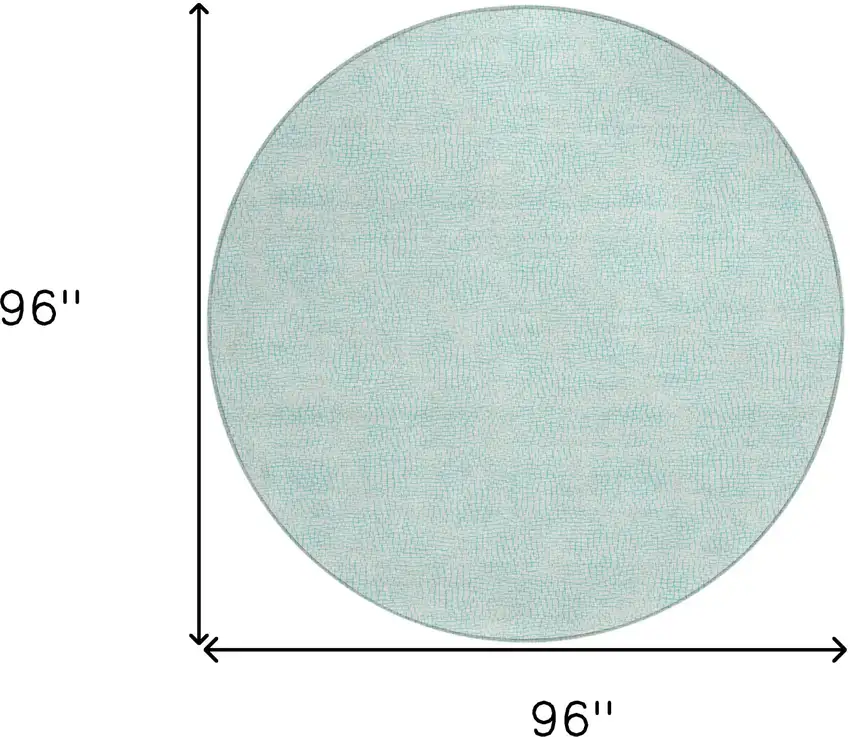 8' Aqua And Ivory Round Geometric Washable Indoor Outdoor Area Rug Photo 8