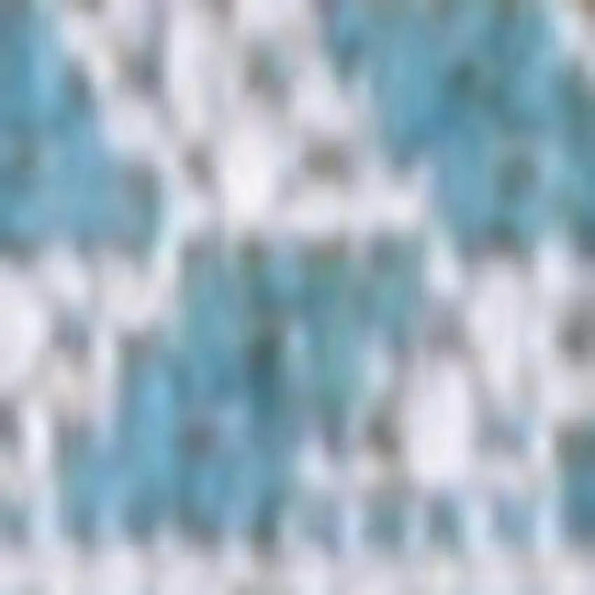 8' Aqua And Light Gray Striped Indoor Outdoor Runner Rug Photo 2