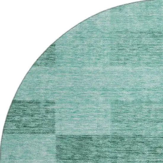 8' Aqua And Mint Green Geometric Washable Round Rug With UV Protection Photo 2