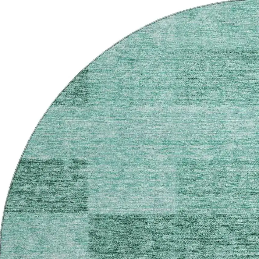 8' Aqua And Mint Green Geometric Washable Round Rug With UV Protection Photo 2