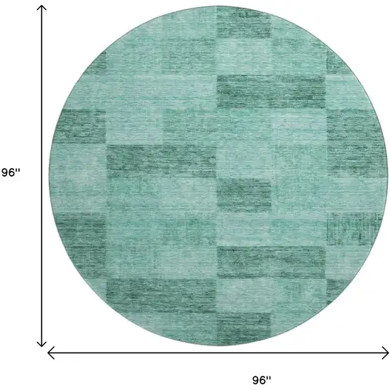 8' Aqua And Mint Green Geometric Washable Round Rug With UV Protection Photo 9