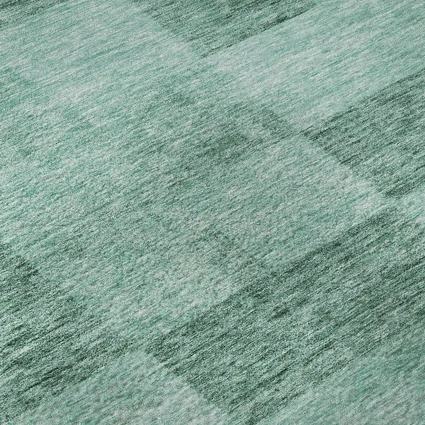 8' Aqua And Mint Green Geometric Washable Round Rug With UV Protection Photo 8