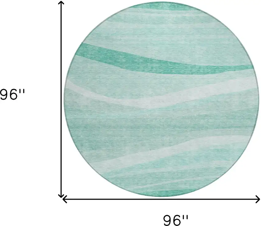 8' Aqua And Sky Blue Round Abstract Washable Indoor Outdoor Area Rug Photo 9