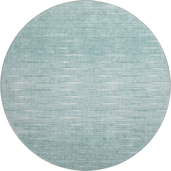 8' Aqua And Teal Abstract Washable Round Rug With UV Protection Photo 1