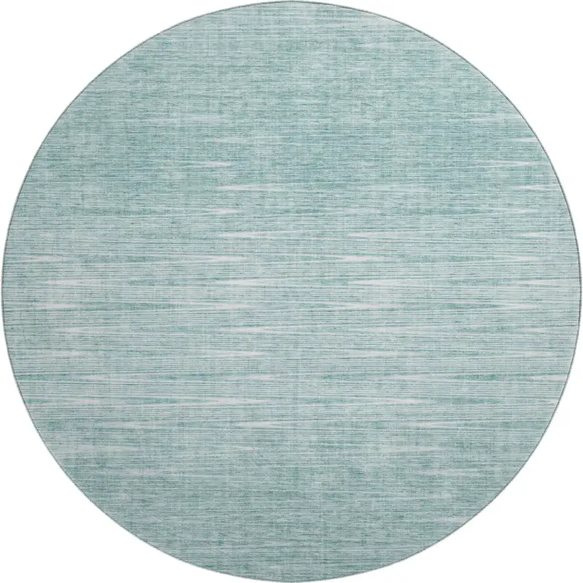 8' Aqua And Teal Abstract Washable Round Rug With UV Protection Photo 1