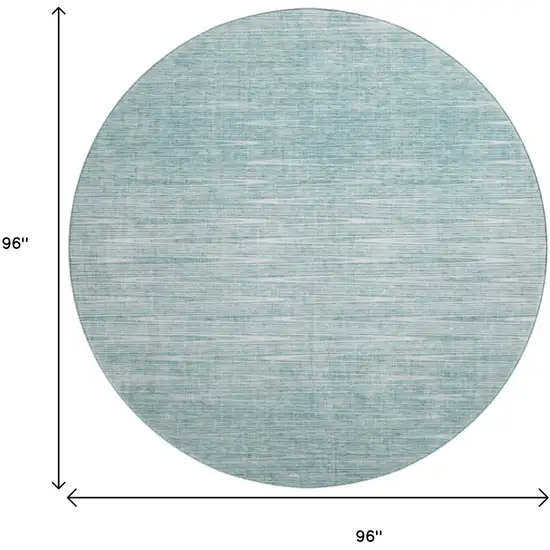 8' Aqua And Teal Abstract Washable Round Rug With UV Protection Photo 3