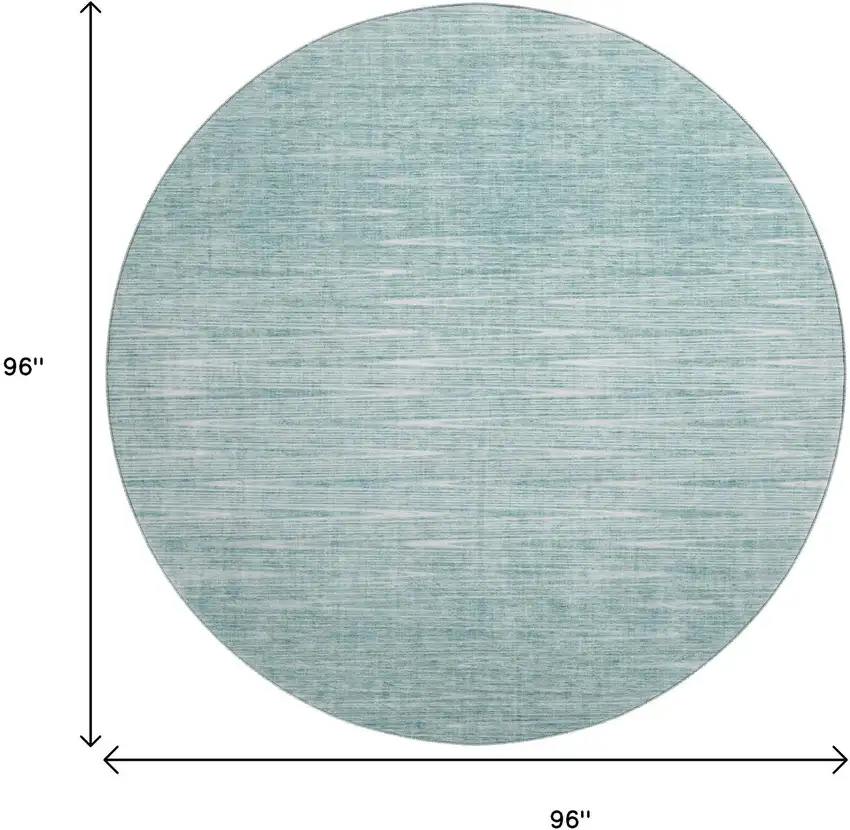 8' Aqua And Teal Abstract Washable Round Rug With UV Protection Photo 3