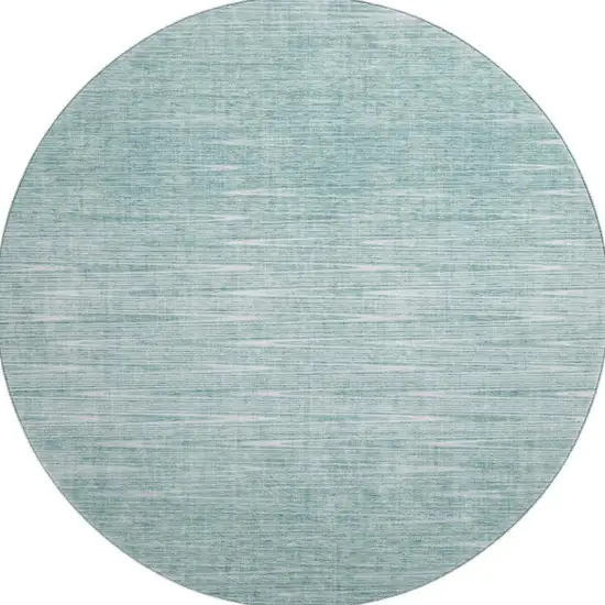 8' Aqua And Teal Abstract Washable Round Rug With UV Protection Photo 4