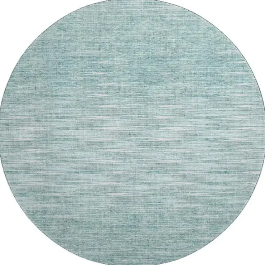 8' Aqua And Teal Abstract Washable Round Rug With UV Protection Photo 4