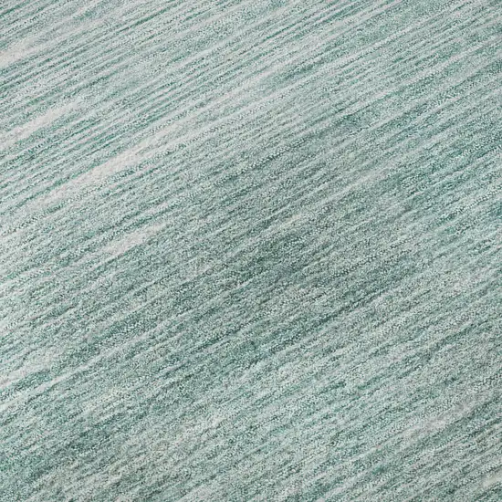 8' Aqua And Teal Abstract Washable Round Rug With UV Protection Photo 9