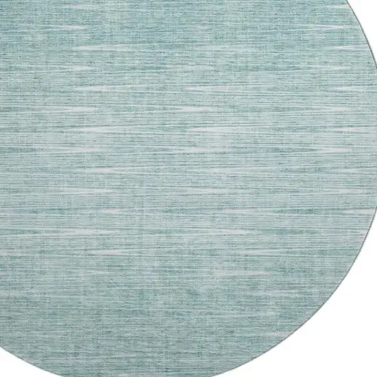 8' Aqua And Teal Abstract Washable Round Rug With UV Protection Photo 3