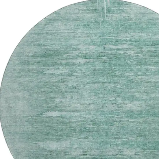 8' Aqua And Teal Abstract Washable Round Rug With UV Protection Photo 3