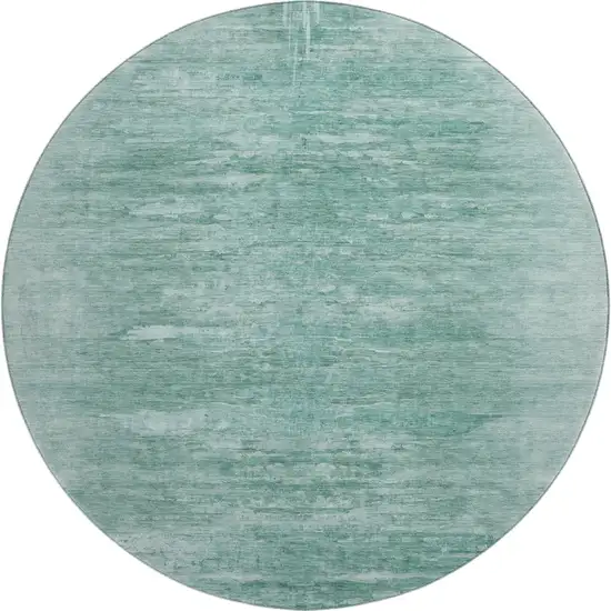 8' Aqua And Teal Abstract Washable Round Rug With UV Protection Photo 1