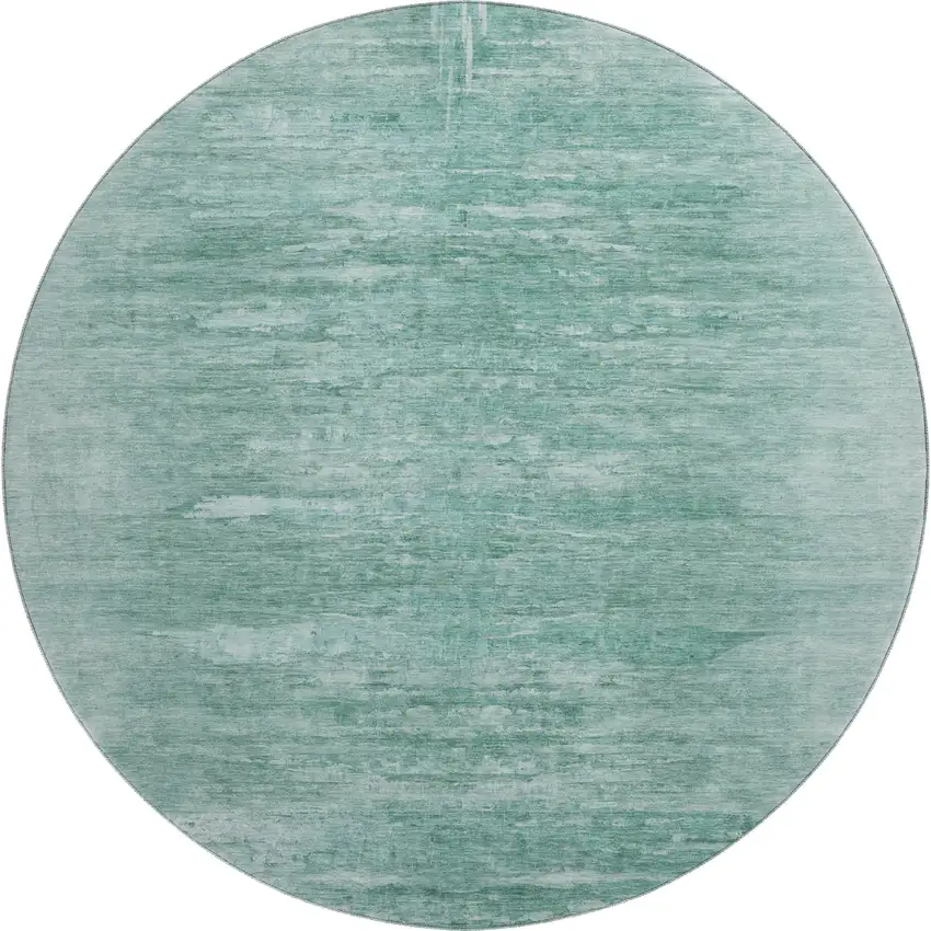 8' Aqua And Teal Abstract Washable Round Rug With UV Protection Photo 1