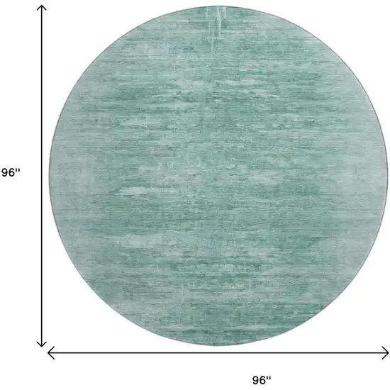 8' Aqua And Teal Abstract Washable Round Rug With UV Protection Photo 3