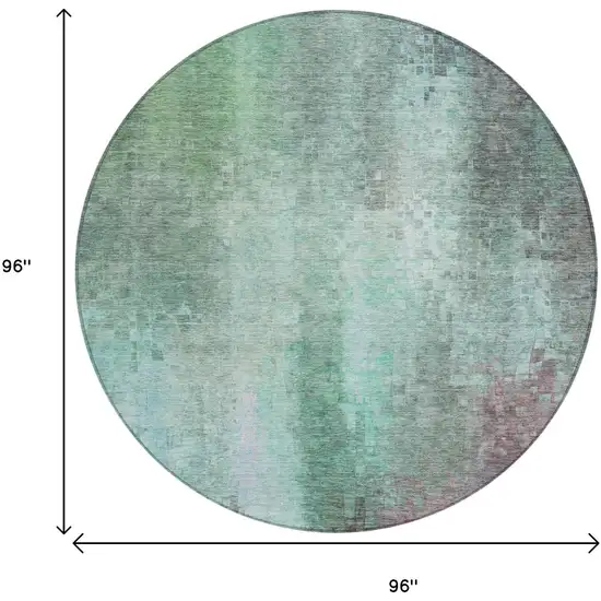 8' Aqua And Teal Blue Round Abstract Washable Indoor Outdoor Area Rug Photo 3