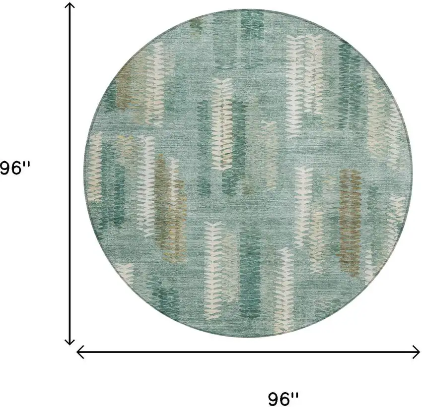 8' Aqua And Teal Blue Round Abstract Washable Indoor Outdoor Area Rug Photo 6