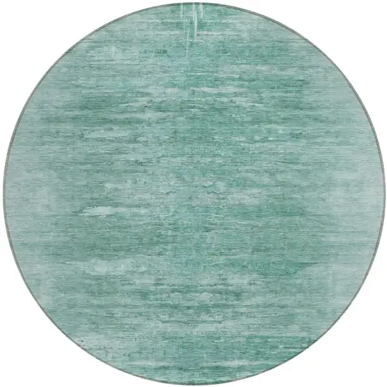 8' Aqua And Teal Blue Round Abstract Washable Indoor Outdoor Area Rug Photo 2