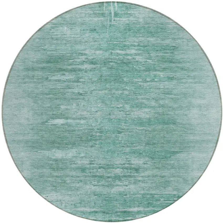 8' Aqua And Teal Blue Round Abstract Washable Indoor Outdoor Area Rug Photo 2